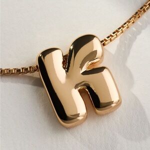Anthropologie Gold 'K' Block Letter Monogram Necklace NWT